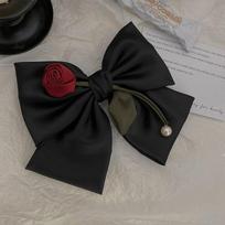 1Pc Korean Camellia Bow Grab Clip, Retro Elegant Updo Shark Clip, High-end Hairpin Headdress On The Back Of The Head
