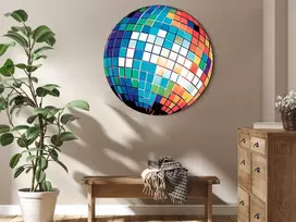 Artgeist Apvalus paveikslas ant drobės - Mėlyna disco ball