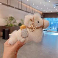Creative Yuanbao Pony Pendant Cute Stuffed Animal Keyring Plush Horse Keychain  Car Decoration ruda