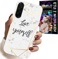 Etui Do Samsung Galaxy A56 5G - Biały Marmurek W Złote Ramki Love You