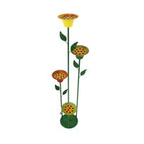 Outdoor Metal Flower Bird Feeder Stand Garden Yard Decorative Bird Bath Holder with Multiple Flower Shaped Feeding Bowls for Bird Watching and Feeding One Size