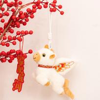 Kawaii Cartoon Flying Pony Keychain Plush Horse Year Mascot Doll Pendant Backpack Hanging Ornament Cute New Year Party Gifts A1