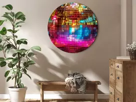Artgeist Apvalus paveikslas ant drobės - Gold disco ball