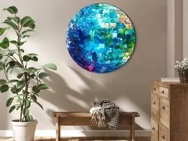 Artgeist Apvalus paveikslas ant drobės - Turquoise disco ball