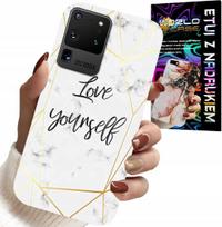 Etui Do Samsung Galaxy S20 Ultra - Biały Marmurek W Złote Ramki Love You