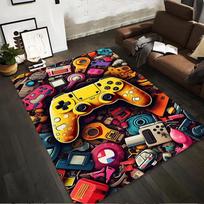 Colorful Gaming Controller and Retro Tech Printed Carpet Design Suitable for use as an anti-slip for living room bedroom sofas 40x60cm( 15x23in )