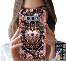 Etui Do Samsung Galaxy S10E - Kobiece, Modne Wzory, Kłódka Serce Róża