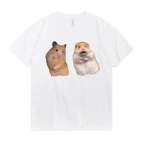 Funny Peace Sign and Screaming Hamster T-Shirt Lovers Gift Rodent Cavy Tee Shirts Summer Short Sleeve TShirt Clothes S