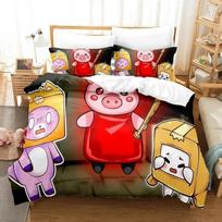 3D Print  Lanky-box Foxy Boxy Comfortable Duvet Quilt Cover Pillowcase Bedding Set Children Bedroom Decoration Home Textile 135x200cm