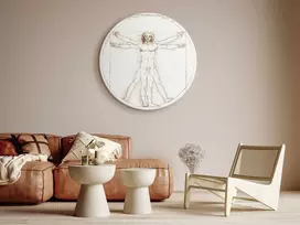 Artgeist Apvalus paveikslas ant drobės - Leonardo Da Vinci – Vitruvian Man