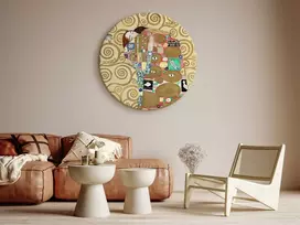 Artgeist Apvalus paveikslas ant drobės - Gustav Klimt – The Fulfillment