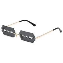 Festival Rimless Rectangular Goggles Women Unique Razor Blade Funny Sun Eyeglasses Personality Trend Catwalk Party Hip Hop Eyeglasses