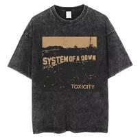 Washed Vintage System of A Down Toxicity Music Album Cover Tshirts Unisex Women Rock Oversized s Alternative Metal Merch T Shirt M