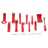 16Pcs Auto Removal Tool Trim Pry Audio Repair Set Kit for Car Door Panel Instrument raudona