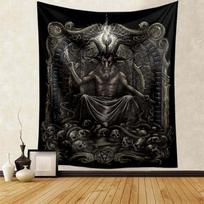 Tapestry Satanic Satan Goat Skull Baphomet 75x100 juoda