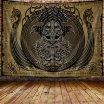 Tapestry Merchr Viking Norse Cool Odins 75x100 juoda
