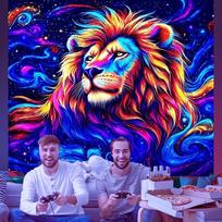 Dark Night Lion Tapestry for Men 75x100 juoda