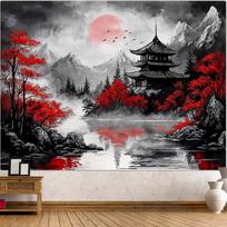 Wegklazax tapestry Japanese sunny landscape 75x100 juoda