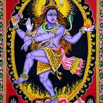 Tapestry of Shiva Natrajan, Indian God with Sequins 75x100 juoda