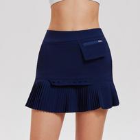 Golf Short Skirt Irregular Pleated Anti-exposure Double-layer Feeling Slimming Elastic Fashionable Tennis Dress XL tamsiai mėlyna spalva