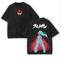 Vintage Washed Tengen Toppa Gurren Lagann Tshirt personality Clothes Unisex Oversized Suitable for all seasons high quality S