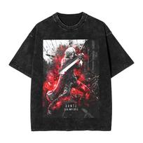 Washed T Shirts Devil May Cry  Dante Hip Hop Vintage TShirts Streetwear Short Sleeve Graphic Tops Tee Shirt Men Women S
