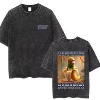Italian Brainrot Boneca Ambalabu Frog Funny Meme Graphic Washed Tshirt Male Casual Oversized Tshirt Man Joke Humor Streetwear S