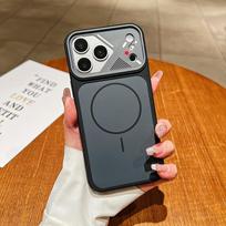 Apple 17 ProMax Skin-Feel Magnetic iPhone16 Mecha Lens Protective Case for iPhone 14/15. iPhone 12 juoda