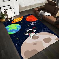Astronaut on Moon Carpet with Planets and Stars Space Design Suitable for use as an anti-slip for living room bedroom sofas 40x60cm( 15x23in )