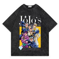 Anime Jojo Bizarre Adventure Tshirt Graphic Printing Washed Tshirts Men Women Fashion Short Sleeve Casual Loose Yk Cotton Tops S