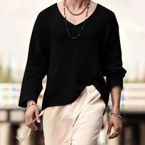 Men’s Classic Black 3/4 Sleeve T-Shirt, Soft Cotton Tee, Lightweight Casual Slim Fit Top for Everyday Wear M juoda