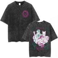 New Anime JoJo Bizarre Adventure Vintage Washed Tshirt Diavolo Doppio Manga Tshirts Men Women Cotton Oversized T Shirts M