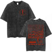 Imagine Dragons Band Loom World Tour  Vintage Washed T Shirt Men Women Clothes Fashion Hip Hop Tshirt Cotton Loose Tshirts S