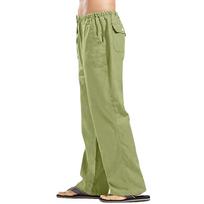 Men's Lightweight Cotton Casual Lounge Pants with Elastic Waist and Pockets Relaxed Fit for Comfort and Style L armijos žalia spalva