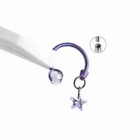 Internal Thread Titanium Septum Barbell Crystal Ball Gradient Piercing Jewelry  Sensitive Skin Style 1