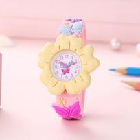 Fashion Colorful Kids Flower Watch Silicone Strap 3D Design Butterfly Watch Cartoon Children's Gift Watch for Children rožinė