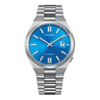 CITIZEN 50m atsparus vandeniui Automatinis Plieninė apyrankė 40mm vyriškas laikrodis mėlynas ciferblatas NJ0158-89L mėlyna