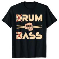 Funny Drum & Bass _ Rum & B-Ass Lovers Drummer Leisure Men's T-Shirt Clothing Women Cotton Short Sleeve Tee Shirts Vintage Tops S juoda