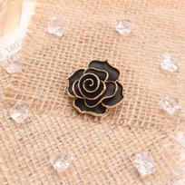 Vintage Rose Brooch Set, Gold-Tone with Red & Black Enamel, Elegant Floral Pin for Coat, Scarf & Fashion Accessory