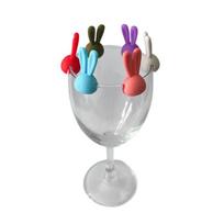 Hot 6Pcs Wine Glass Marker Creative 3D Rabbit Ears Silicone Drink Charms Wine Identifier For Champagne Cocktails