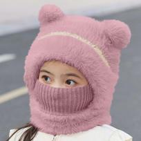 Baby Toddler Knit Hat and Scarf Set Winter Warm Windproof Pom Pom Beanie and Neck Warmer for Boys and Girls Soft Comfortable Fit One Size rožinė