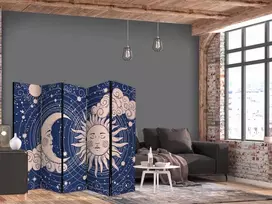 Artgeist Pertvara - Cosmic Harmony - Illustration of the Sun and Moon on a Navy Background
