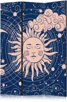 Artgeist Pertvara - Cosmic Harmony - Illustration of the Sun and Moon on a Navy Background