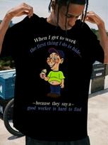 Men'S Premium Cotton T-Shirt with Cartoon Print, Crew Neck, Regular Fit, Party Style, All-Season Casual Top S įvairiaspalvis