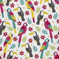 Outdoor Dekostoffe Oxford - Motiv Papageien Tukane Blumen I Dx195