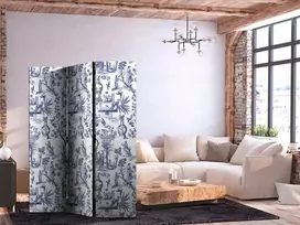 Artgeist Pertvara - Rome and Botany - Mėlyna Pattern with a Greek and Plant Motif