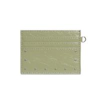 Multiple Slots Rivet Card Holder Mini Size Coin Purse Compact Cracked Leather Card Wallet  Travel žalia