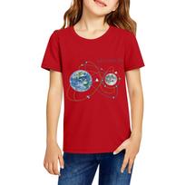 Children's Casual Fashion Short Sleeve Top Artemis II Graphic Print Crew Neck Comfortable Fit Soft Fabric Durable Stitching Suitable for Everyday Wear 110 raudona