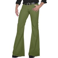 Men's Retro 70s Style Red Flared Bell Bottom Pants High Waist Vintage Disco Trousers for Parties L armijos žalia spalva