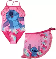 Disney Lilo ir Stitch rožinis vaikiškas maudymosi kostiumėlio ir sarongo komplektas 3-8 metų vaikams